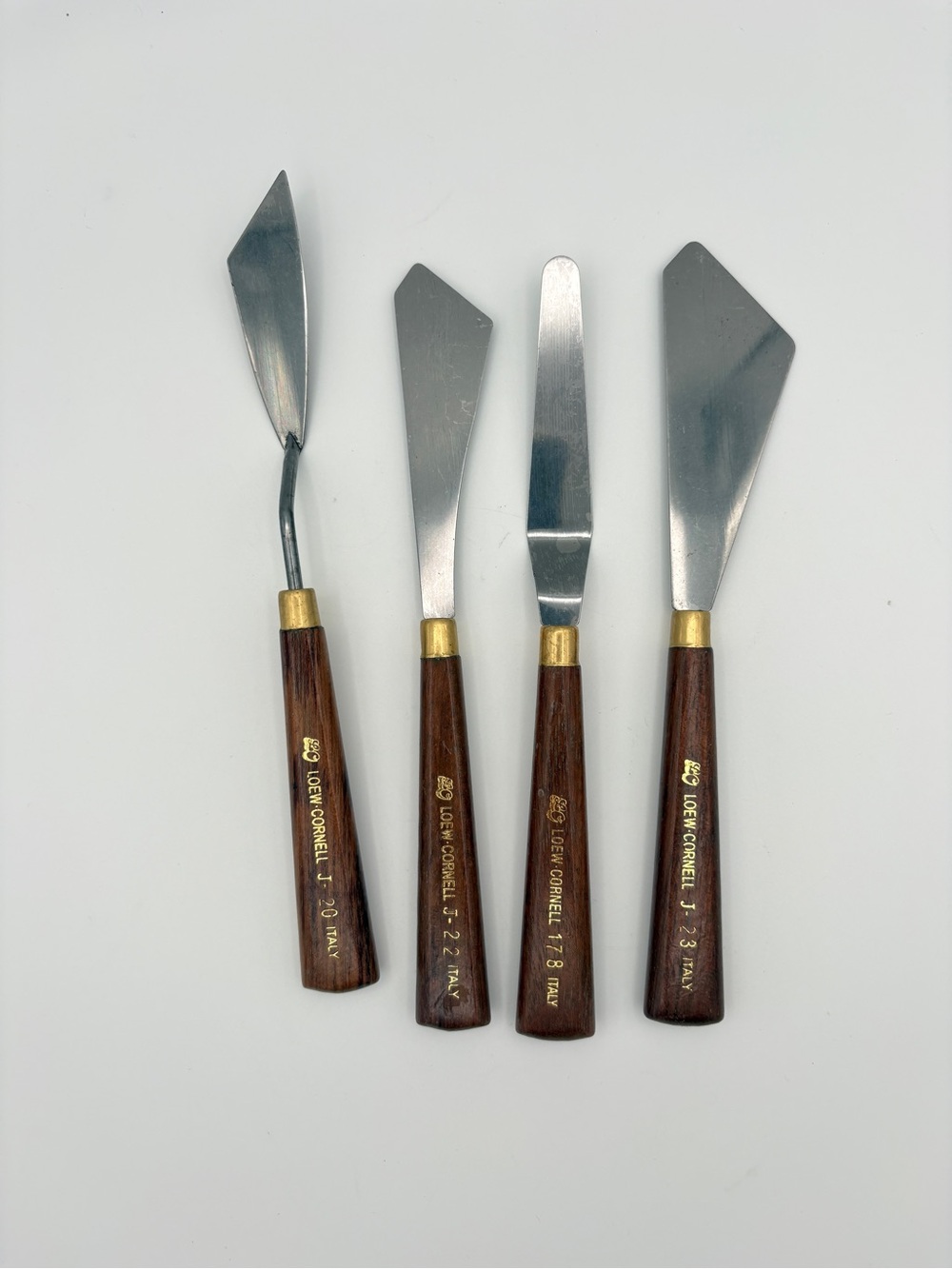 Loew-Cornell Wood Handle Metal Palette Paint Knives Italy Set of Four